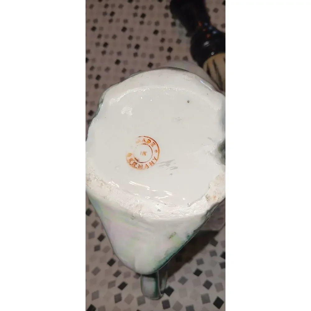 Unique Antique Sea Foam Shaving Scuttle And Foaming Brush